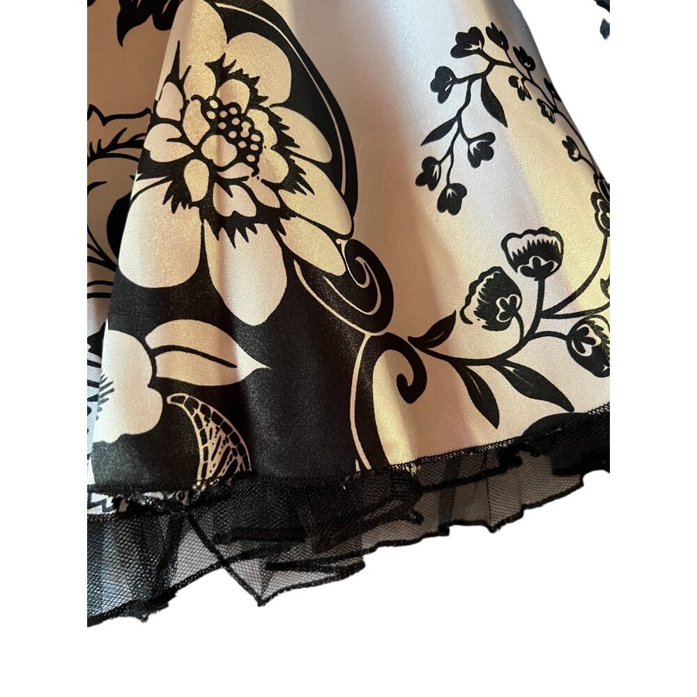 Ruby Rox Womens Halter Dress Size M Satin Floral Black & White Lined with ruffle - Picture 12 of 15